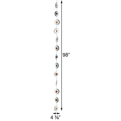 The Celestial Equinox Pirouette | 98" Sun and Moon Kinetic Bell Rain Chain | Ancient Graffiti
