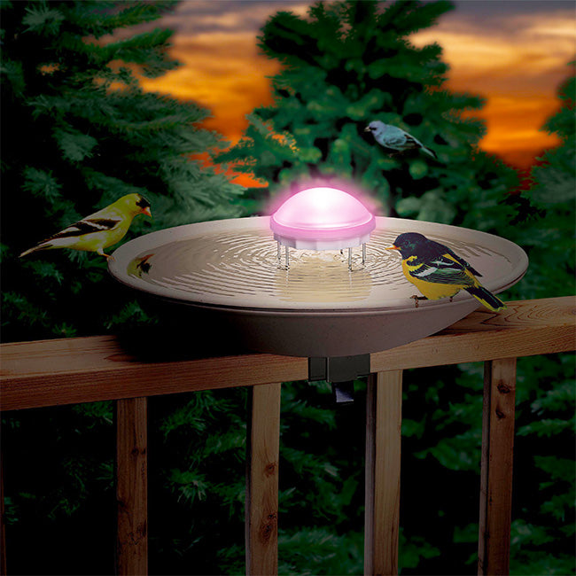 The 'Nightfall Ripple' Color-Changing Water Wiggler | Allied Precision Aurora Bird Bath Aerator & LED Light