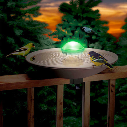 The 'Nightfall Ripple' Color-Changing Water Wiggler | Allied Precision Aurora Bird Bath Aerator & LED Light