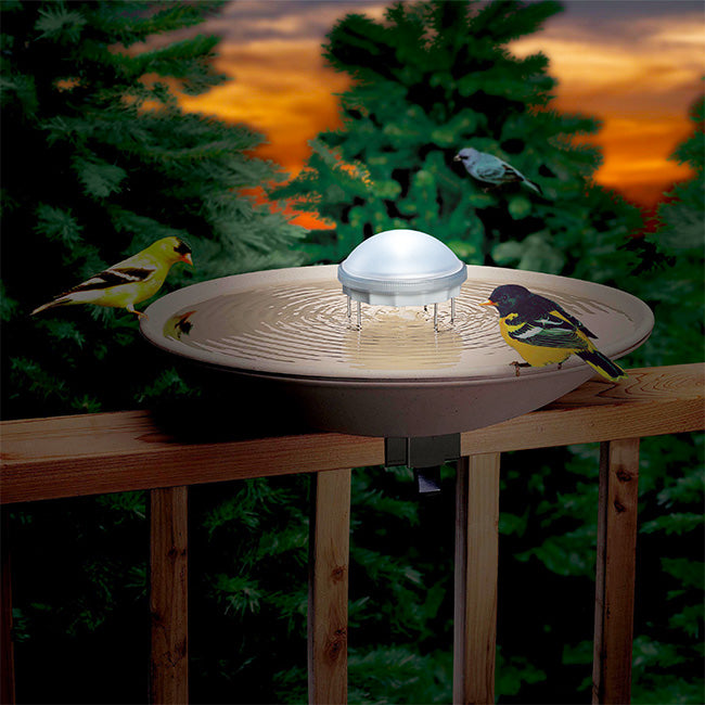 The 'Nightfall Ripple' Color-Changing Water Wiggler | Allied Precision Aurora Bird Bath Aerator & LED Light