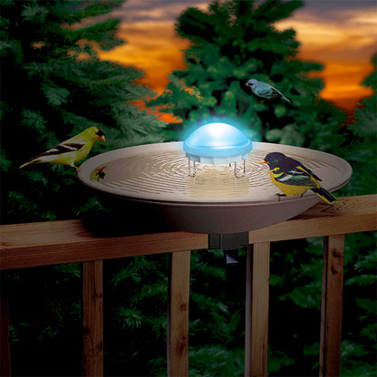 The 'Nightfall Ripple' Color-Changing Water Wiggler | Allied Precision Aurora Bird Bath Aerator & LED Light