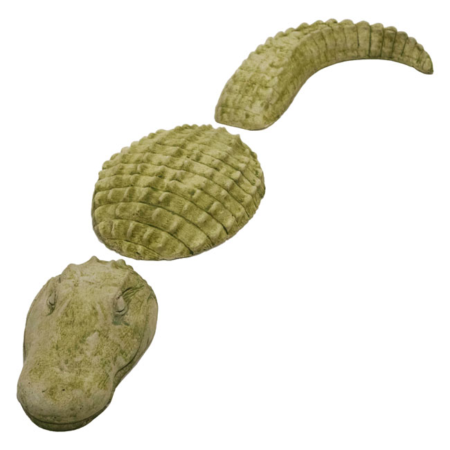 The 'Bayou Baron' Garden Gator Statue | Athens Stonecasting Moss Green Concrete Alligator Statue Set of 3