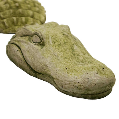 The 'Bayou Baron' Garden Gator Statue | Athens Stonecasting Moss Green Concrete Alligator Statue Set of 3