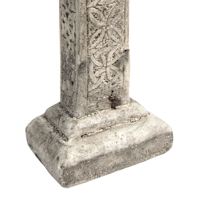 The 'Ringstone Cross' Garden Statue | Athens Stonecasting Pre-Aged Concrete Celtic Cross on Base