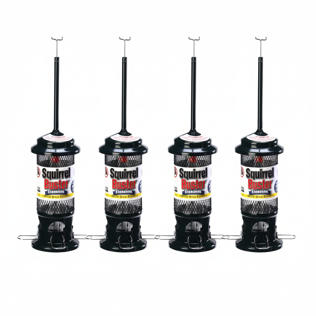 The "Sentry-Standard" Subdivision Squirrel-Proof Bird Feeder | 4-Pack Coordinated Exclusion Set | Brome