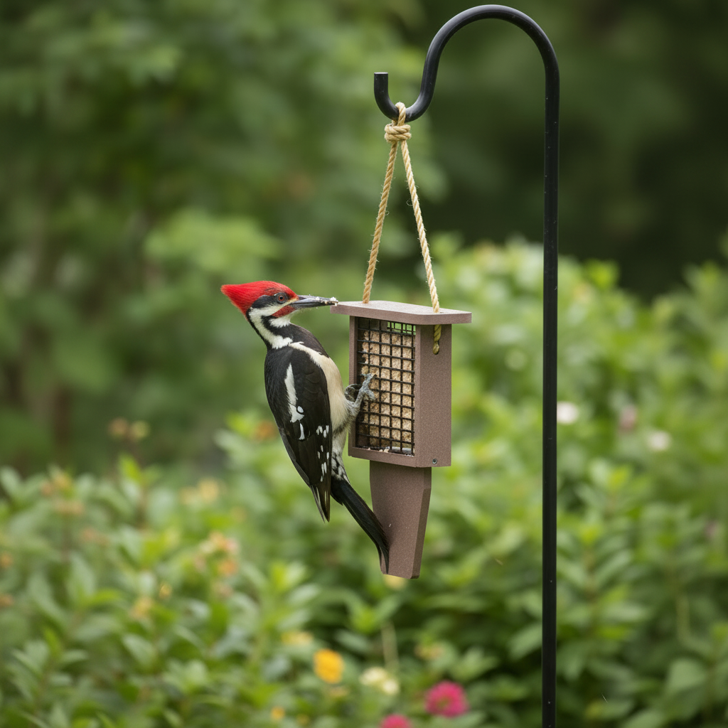 The 'Prop & Perch' Suet Feeder | Birds Choice Recycled Poly Tail Prop Single-Cake Woodpecker Habitat Station