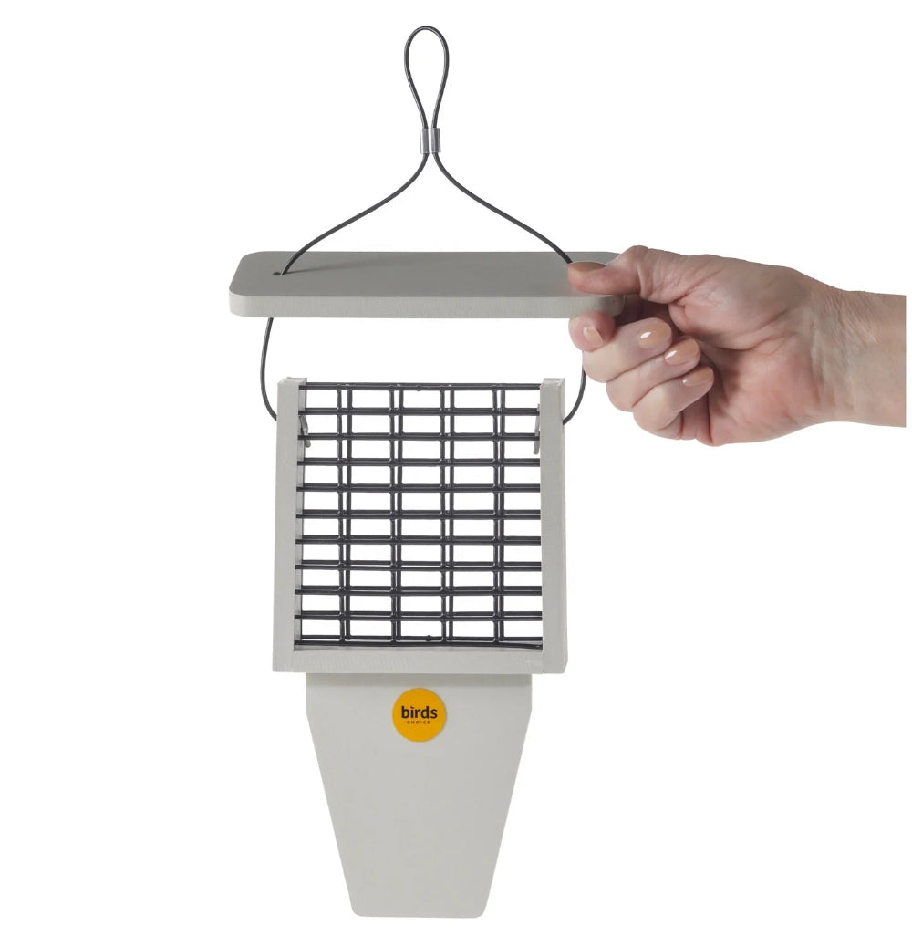 The 'Prop & Perch' Suet Feeder | Birds Choice Recycled Poly Tail Prop Single-Cake Woodpecker Habitat Station