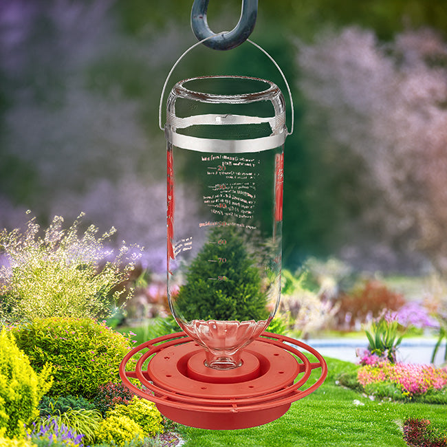 The "Apex-32" High-Capacity Glass Hummingbird Feeder Station | 32 oz. Heavy-Gauge Nectar Reservoir | Best-1