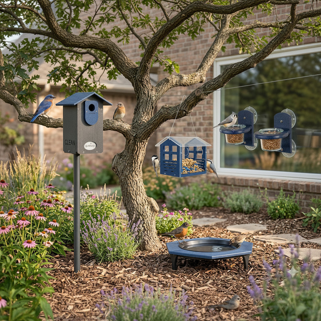 Cerulean Sanctuary Bluebird habitat bundle lifestyle image.
