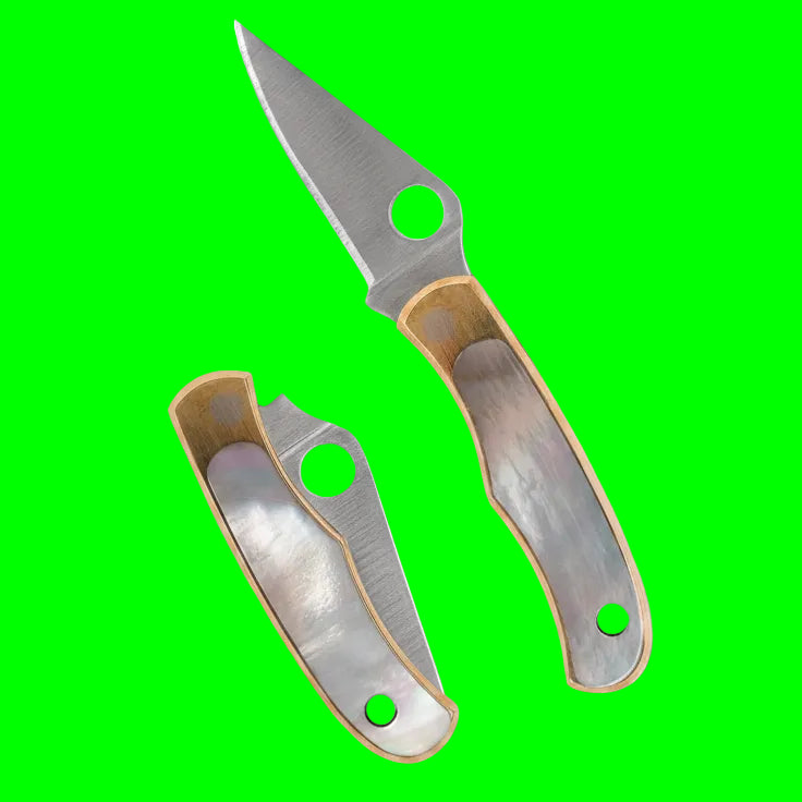 Spyderco Bug® Nickel/Silver Abalone Folding Knife | C133AP | 12C27 Sandvik Steel | Jewelry-Grade Keychain Instrument