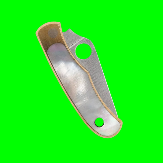 Spyderco Bug® Nickel/Silver Abalone Folding Knife | C133AP | 12C27 Sandvik Steel | Jewelry-Grade Keychain Instrument