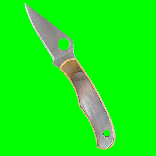 Spyderco Bug® Nickel/Silver Abalone Folding Knife | C133AP | 12C27 Sandvik Steel | Jewelry-Grade Keychain Instrument