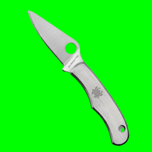 Spyderco Bug® Stainless Folding Knife | C133P | 3Cr13 Steel | Stainless Handle | Keychain & Gift Instrument