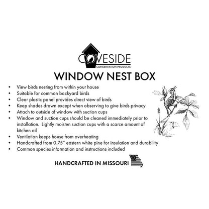 The "Vantage-Window" Window Bird House | Clear View Nesting Box | Coveside Conservation