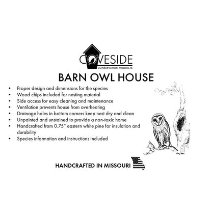 Coveside "Farmland Sentinel" Barn Owl House – Artisan White Pine