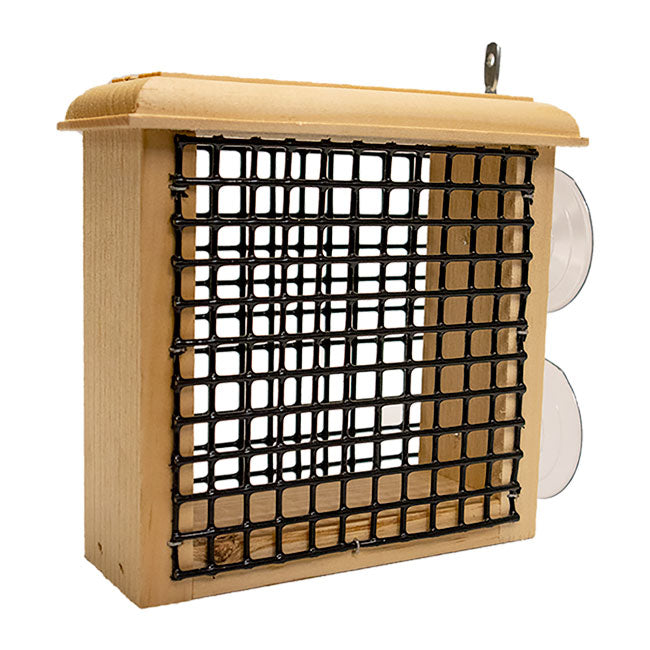 The "Suet & Tie Banquet" Window Suet Cage Bird Feeder