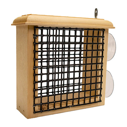 The "Suet & Tie Banquet" Window Suet Cage Bird Feeder