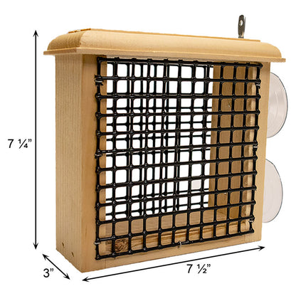 The "Suet & Tie Banquet" Window Suet Cage Bird Feeder