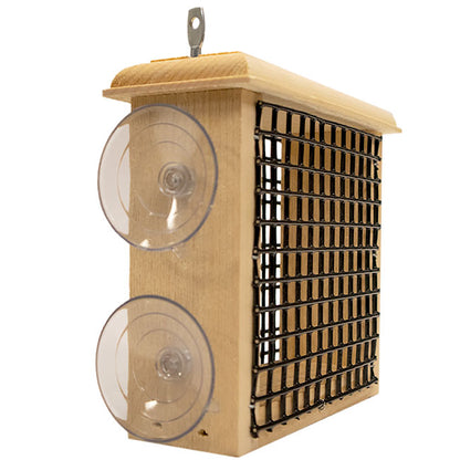 The "Suet & Tie Banquet" Window Suet Cage Bird Feeder