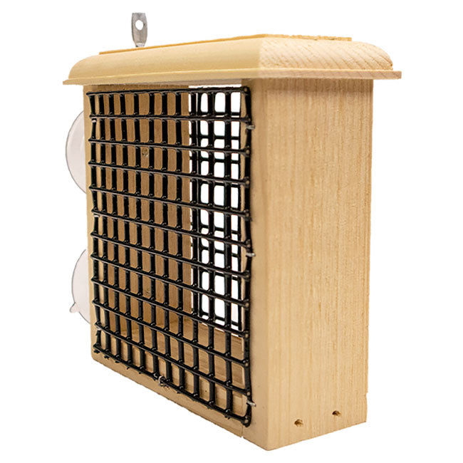 The "Suet & Tie Banquet" Window Suet Cage Bird Feeder
