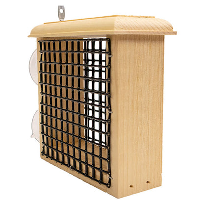 The "Suet & Tie Banquet" Window Suet Cage Bird Feeder