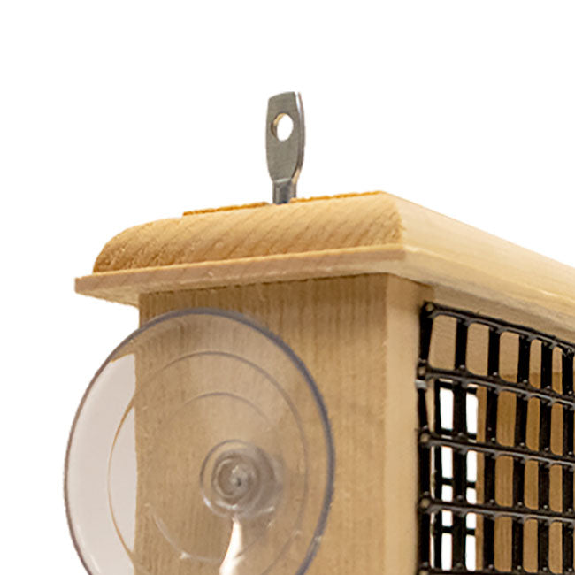 The "Suet & Tie Banquet" Window Suet Cage Bird Feeder