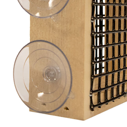 The "Suet & Tie Banquet" Window Suet Cage Bird Feeder