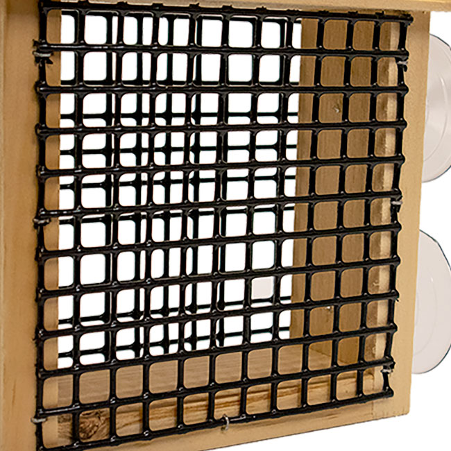 The "Suet & Tie Banquet" Window Suet Cage Bird Feeder