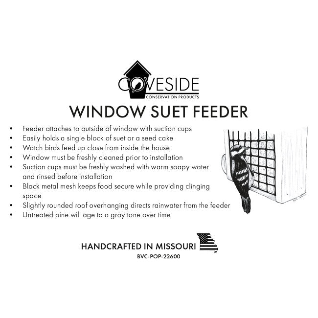 The "Suet & Tie Banquet" Window Suet Cage Bird Feeder