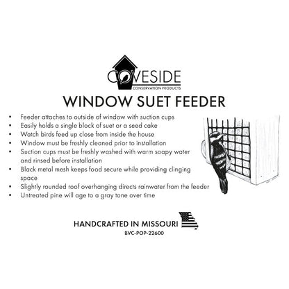 The "Suet & Tie Banquet" Window Suet Cage Bird Feeder