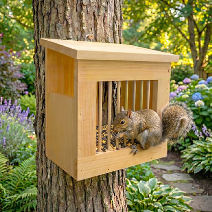 The 'Squirrel Slammer' Feeder | Coveside Conservation Eastern White Pine Squirrel Jail Feeder