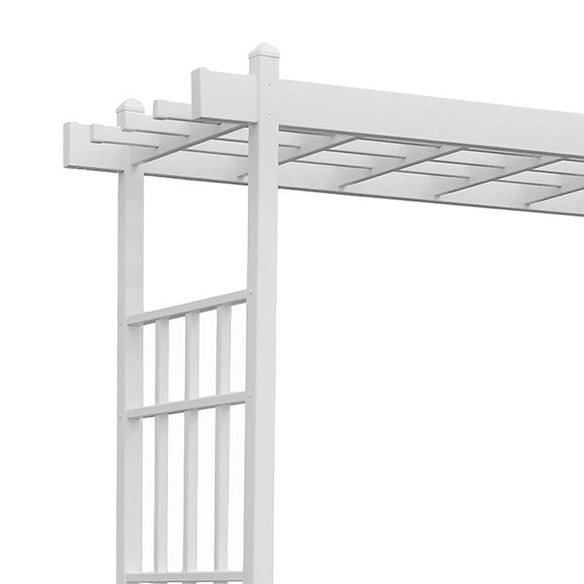 The 'Salt & Vine' Garden Arbor | Dura-Trel 85" White Vinyl Flat-Top Lattice Arbor