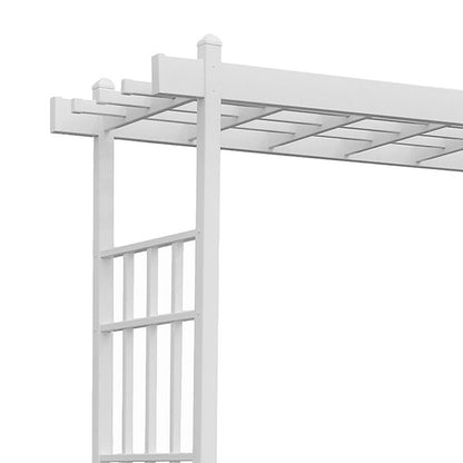The 'Salt & Vine' Garden Arbor | Dura-Trel 85" White Vinyl Flat-Top Lattice Arbor