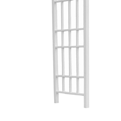The 'Salt & Vine' Garden Arbor | Dura-Trel 85" White Vinyl Flat-Top Lattice Arbor
