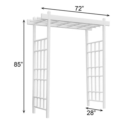The 'Salt & Vine' Garden Arbor | Dura-Trel 85" White Vinyl Flat-Top Lattice Arbor