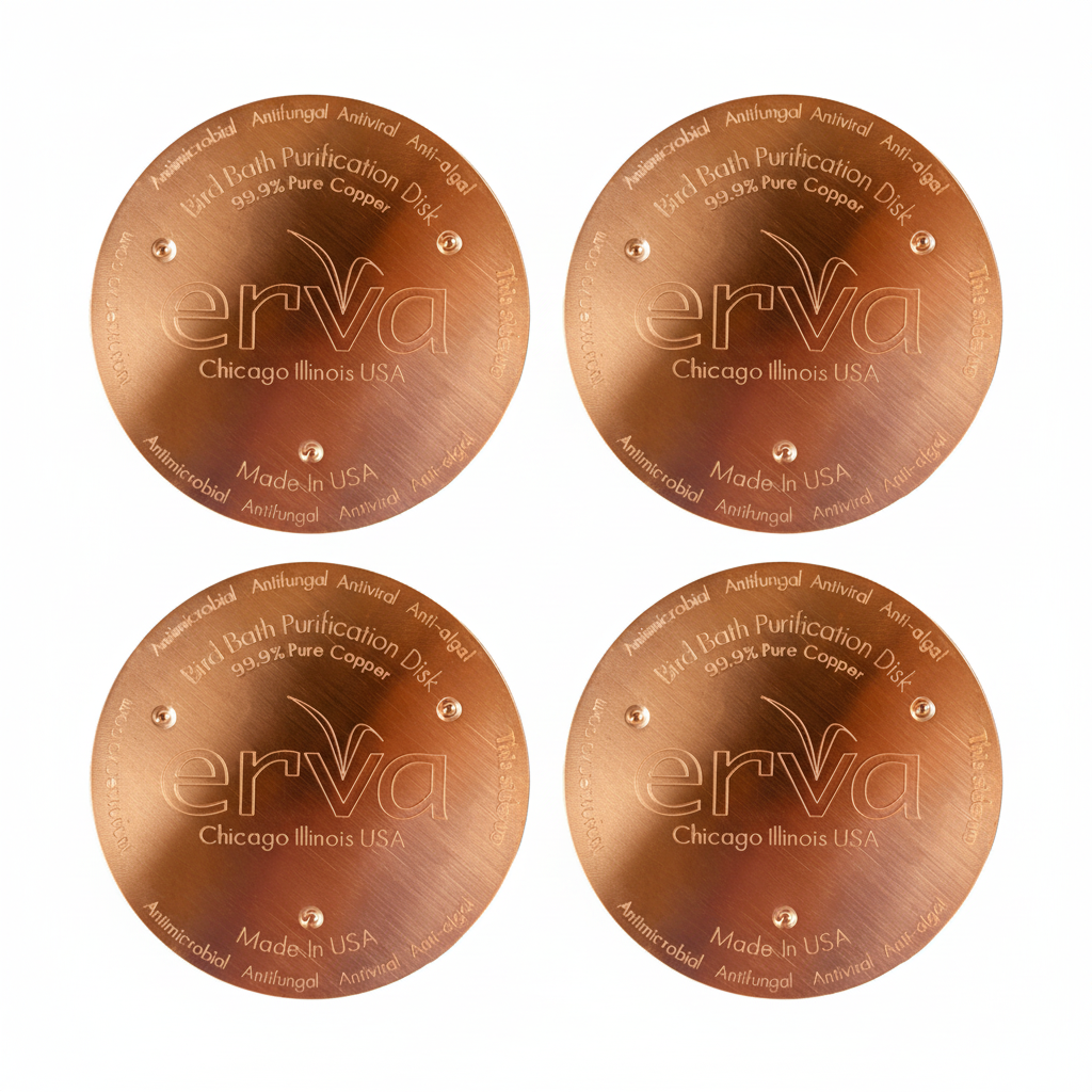 The 'Copper Stopper' Bird Bath Purification Discs | Erva Tool & Die Antimicrobial Copper Discs — 4-Pack