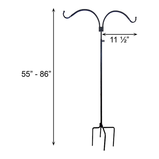 The "Telescope-86" Square-Steel Estate Foundation | 86" Adjustable Double Shepherd Hook | Erva Tool & Die