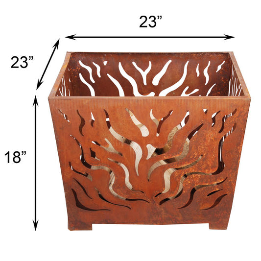 The 'Flame' Silhouette Hearth | 23" Laser-Cut Steel Square Fire Pit