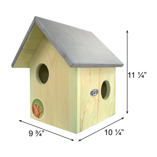 The 'Countryside Bed & Breakfast' Squirrel Habitat Matched Set | Esschert Design Squirrel House, Feeder, Nesting Chips & Premium Seed Blend