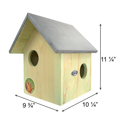 The 'Countryside Bed & Breakfast' Squirrel Habitat Matched Set | Esschert Design Squirrel House, Feeder, Nesting Chips & Premium Seed Blend
