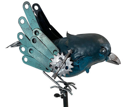 The Azure Mechanical Avian Rocker | 54" Bluebird Steampunk Kinetic Sculpture | Esschert Design