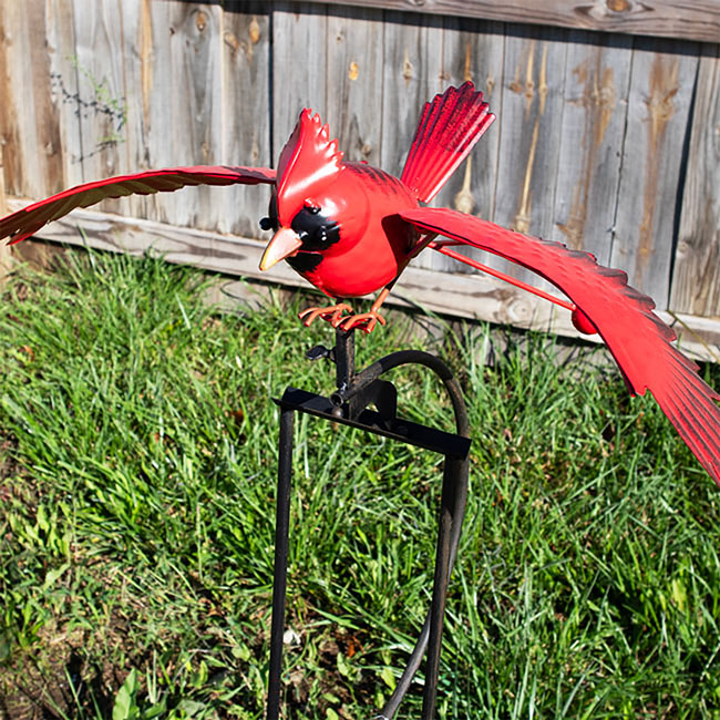 The 'Flock in Flight' Flying Bird Rocker Trio | Esschert Design Steel Cardinal, Blue Jay & Finch Garden Rocker Set