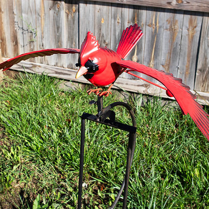 The 'Flock in Flight' Flying Bird Rocker Trio | Esschert Design Steel Cardinal, Blue Jay & Finch Garden Rocker Set