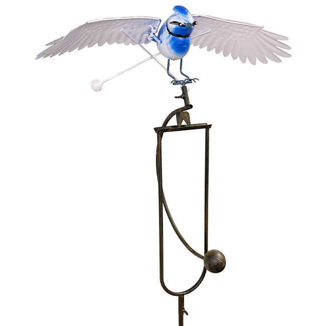 The 'Flock in Flight' Flying Bird Rocker Trio | Esschert Design Steel Cardinal, Blue Jay & Finch Garden Rocker Set