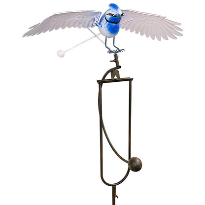 The 'Flock in Flight' Flying Bird Rocker Trio | Esschert Design Steel Cardinal, Blue Jay & Finch Garden Rocker Set