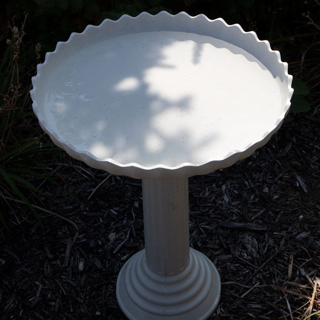 The 'Sky-Rise Spa' Heated Bird Bath & Pedestal | Farm Innovators Scalloped Heated Birdbath | Includes Cord!