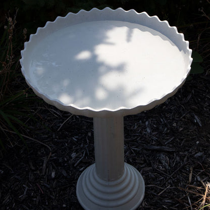 The 'Sky-Rise Spa' Heated Bird Bath & Pedestal | Farm Innovators Scalloped Heated Birdbath | Includes Cord!