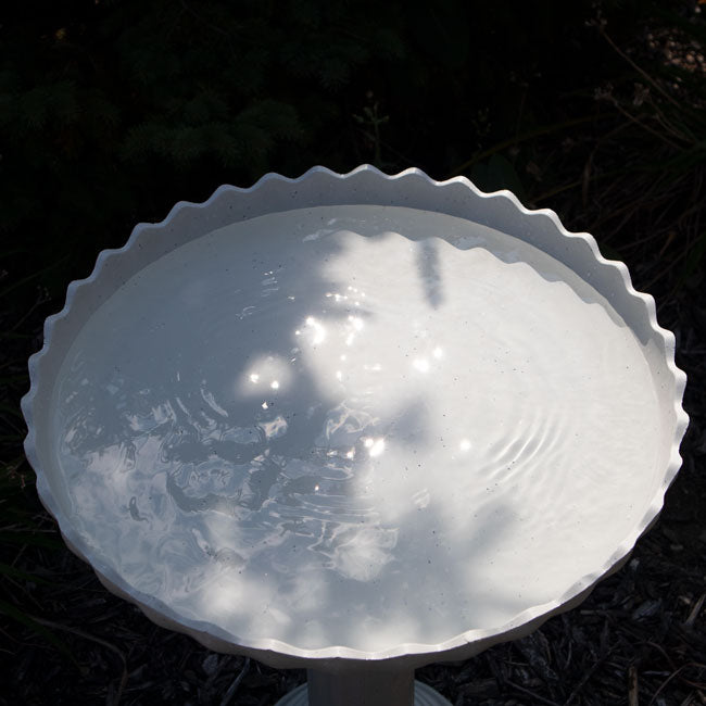 The 'Sky-Rise Spa' Heated Bird Bath & Pedestal | Farm Innovators Scalloped Heated Birdbath | Includes Cord!