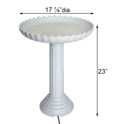 The 'Sky-Rise Spa' Heated Bird Bath & Pedestal | Farm Innovators Scalloped Heated Birdbath | Includes Cord!