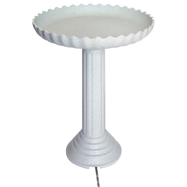 The 'Sky-Rise Spa' Heated Bird Bath & Pedestal | Farm Innovators Scalloped Heated Birdbath | Includes Cord!